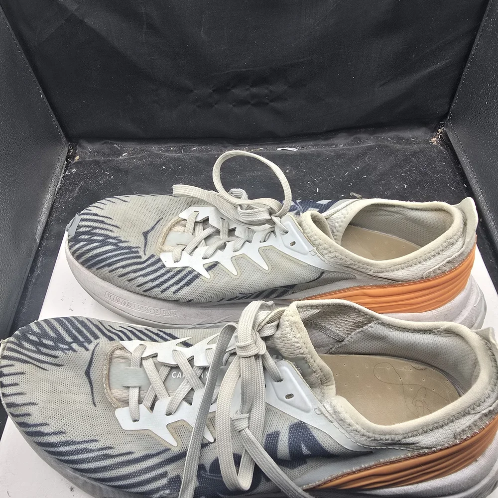 Hoka One One Men's Shoes -‎ Cream, Blue, and Orange
